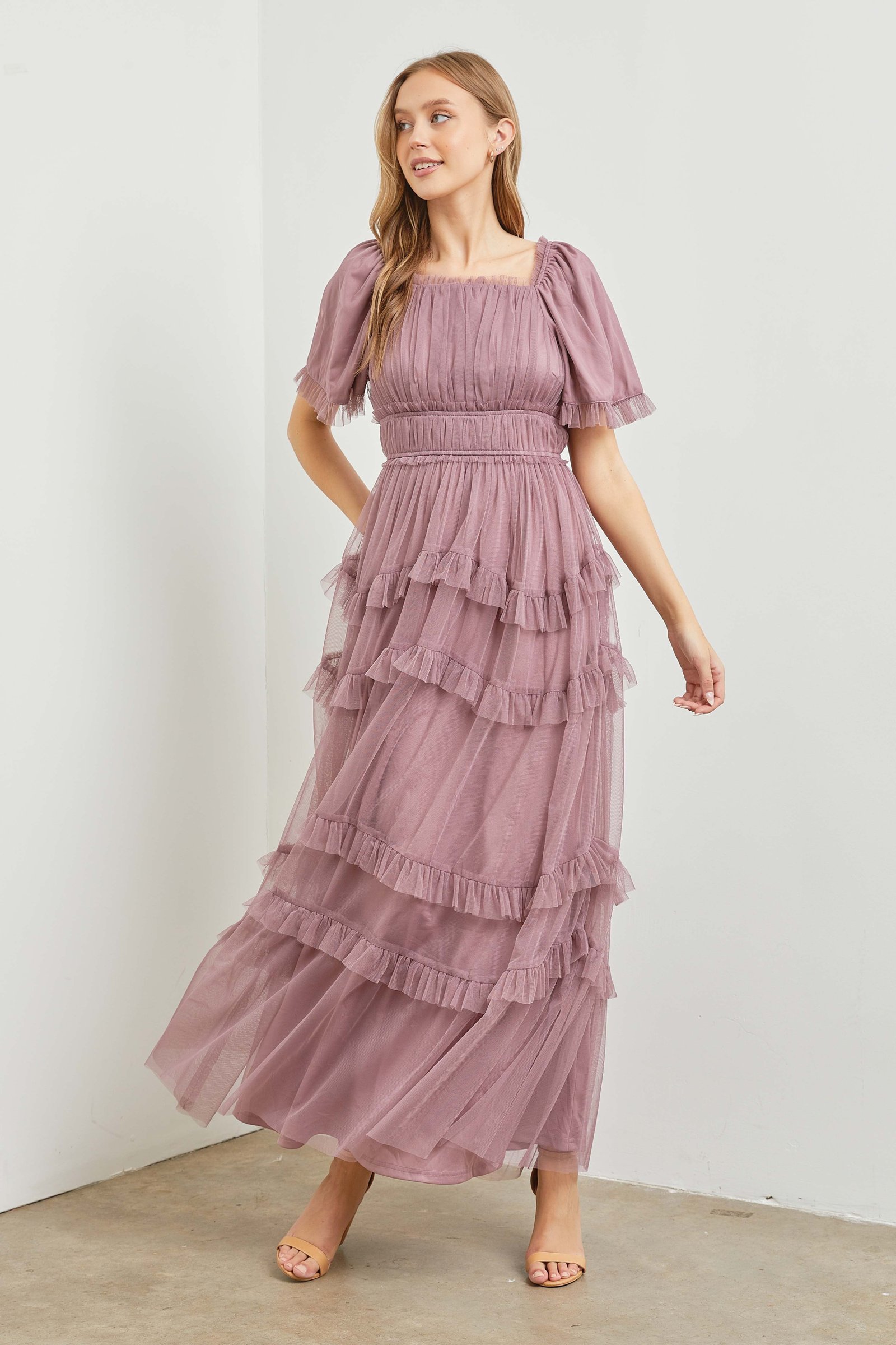 19968919_67372a13-c09e-4c0a-9669-71d565b1a5c0.jpg Polgram Tulle Maxi Dress in Dusty Lavender - Image 1