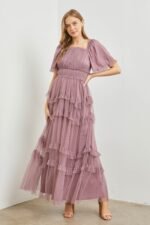 Polgram Tulle Maxi Dress in Dusty Lavender - Image 3