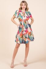 Lime 'N' Chili Abstract Print Mini Dress in Fuchsia Combo